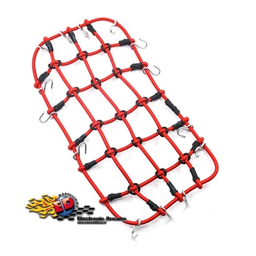 Yeah Racing Rete elastica per bloccaggio merce su portapacchi ROSSA 200x110mm.