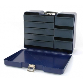 Polybutler cassetta valigetta porta attrezzi in abs blu a 8 cassetti 48x36x18