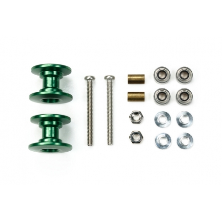 Tamiya 95606 Doppie Rotelle Alleggerite Alluminio 13-12mm Verde