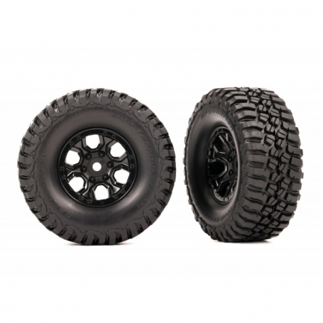 Gomme BFGoodrich Mud-Terrain T/A KM3 2.2x1.0" incollate su cerchi Neri (2 pezzi)