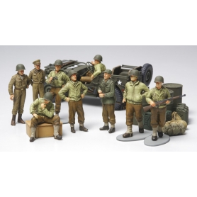 Tamiya 32552 WWII US Fanteria a Riposo con Jeep in Kit di Montaggio