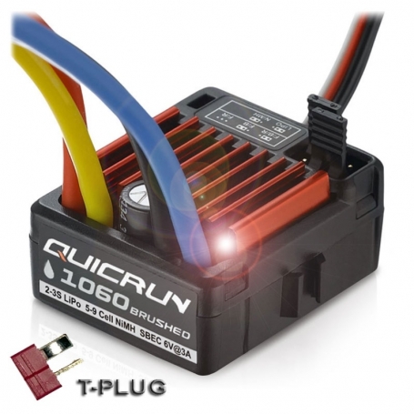 Hobbywing QUICRUN WP-1060-BRUSHED 60/360A Waterproof 2-3S ESC per motori a spazzole T-Plug