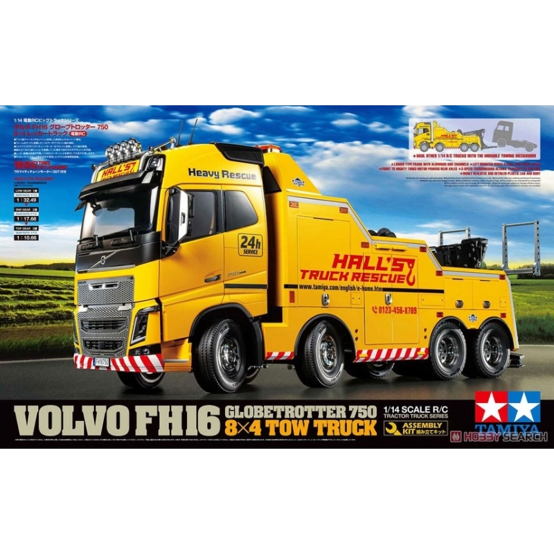 TAMIYA 1/14 rc volvo fh16 globetrotter 750 8×4 tow truck