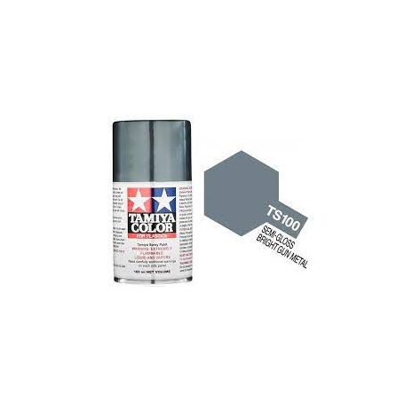 Tamiya TS-100 Semi-Gloss Bright Gun Metal Colore Spray per Plastica 100ml