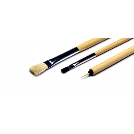 Tamiya 87066 Pennelli Basic Set (Flat Brush No. 3, Flat Brush No. 1 and Pointed Brush Small)