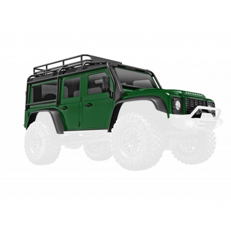 Traxxas 9712-GRN Carrozzeria Land Rover Defender 1:18 in ABS, completa di accessori e agganci clipless - Verniciata Verde