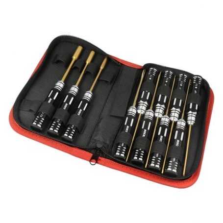RockAmp Set Attrezzi Cacciaviti in acciaio HSS Titan Plated 11pz. con borsa
