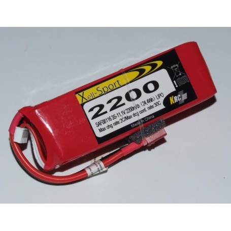 Lipo Xell-Sport 11.1V 2200MAH 3S 30C Deans