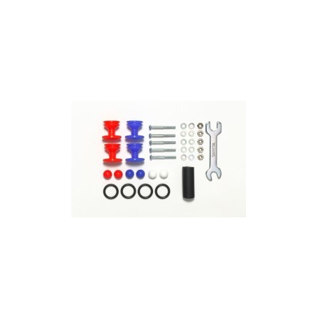 Tamiya 15525 Doppie rotelle plastica 13-12mm red/blu