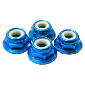 dado frenato flangiato in alluminio 4mm (4) blu basso