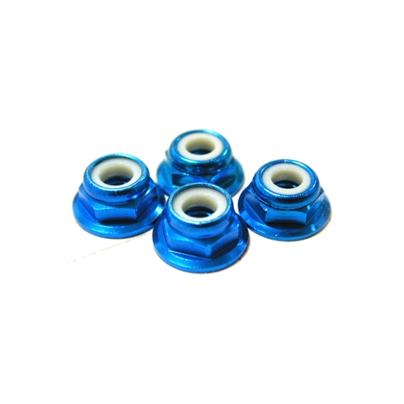 dado frenato flangiato in alluminio 4mm (4) blu basso