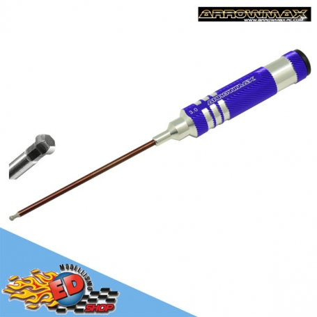 arrowmax cacciavite esagonale 3.0mm sferico con impugnatura in alluminio viola stelo da 120mm