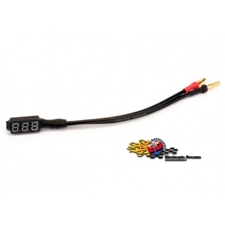 core-rc misuratore di voltaggio per batterie lipo 1s-6s con cavo e plug 4/5mm