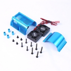 Yeah Racing dissipatore in alluminio per motori 1/8 (da 40.8mm diametro regolabile) doppia ventola Tornado BLU