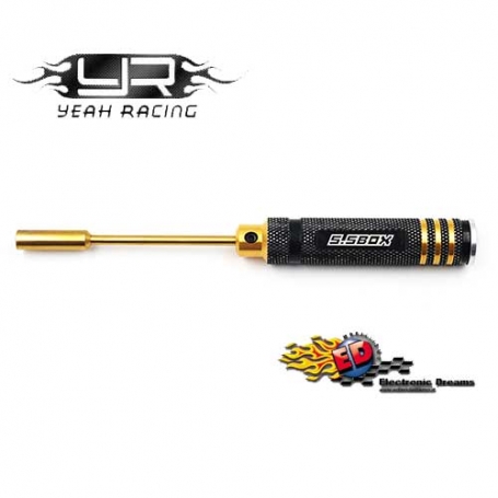 yeah racing cacciavite a tubo per dadi 5.5mm con impugnatura in alluminio nera/oro