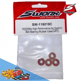 s-workz high performance rubber cover ball bearing 5x13x4mm (4) red line