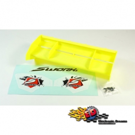 s-workz 1/8 off-road alettone giallo formula race con adesivi originali