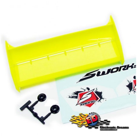 s-workz 1/8 off-road alettone bianco formula race con adesivi originali
