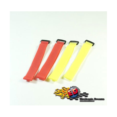 s-workz s350 velcro bloccaggio batterie colorati (4) 2x27cm rosso/giallo fluorescente)